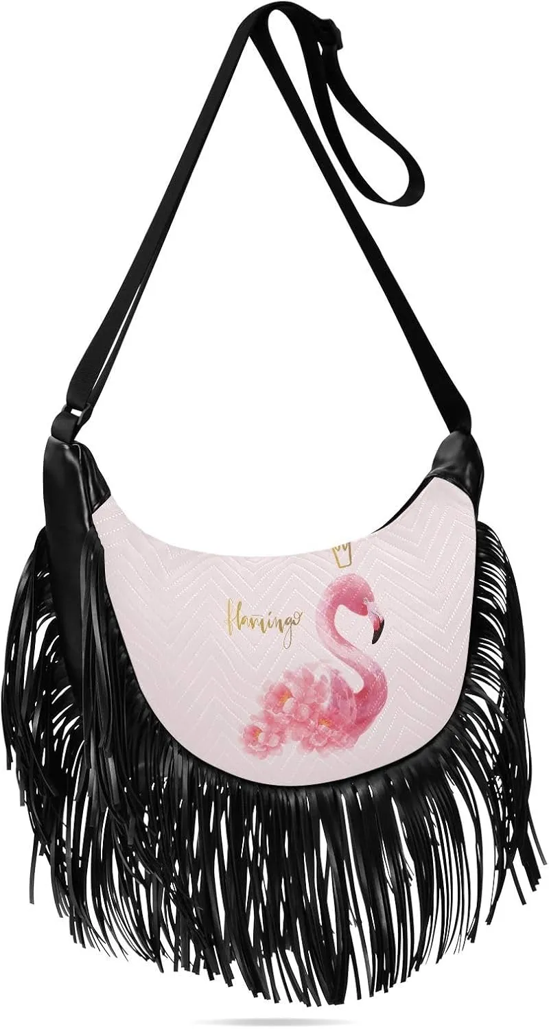Women's PU Leather Chain Cross Body Bag, Shoulder Handbag Purse with Tassel for Ladies