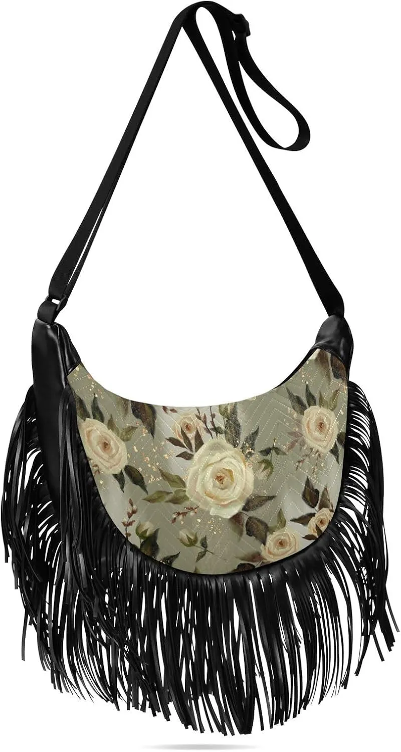 Women's PU Leather Chain Cross Body Bag, Shoulder Handbag Purse with Tassel for Ladies