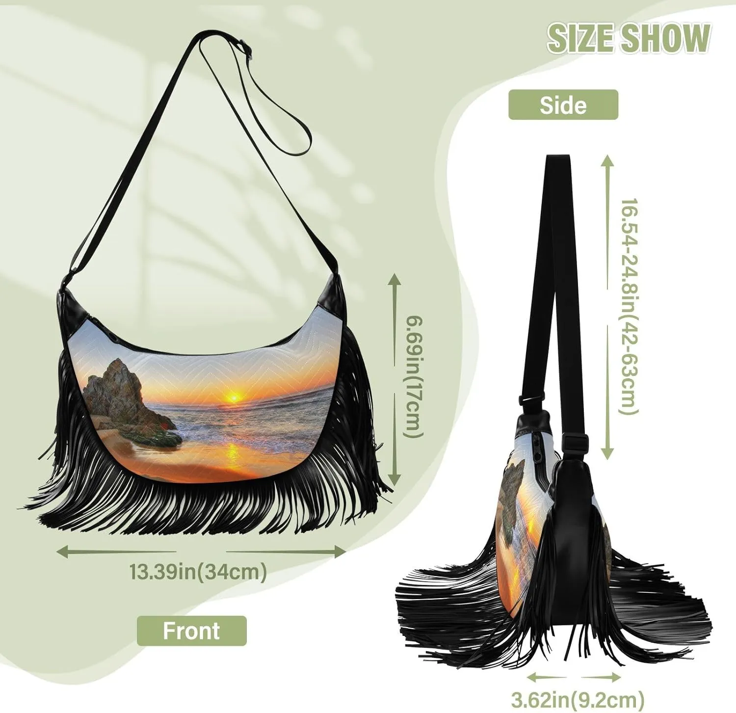 Women's PU Leather Chain Cross Body Bag, Shoulder Handbag Purse with Tassel for Ladies
