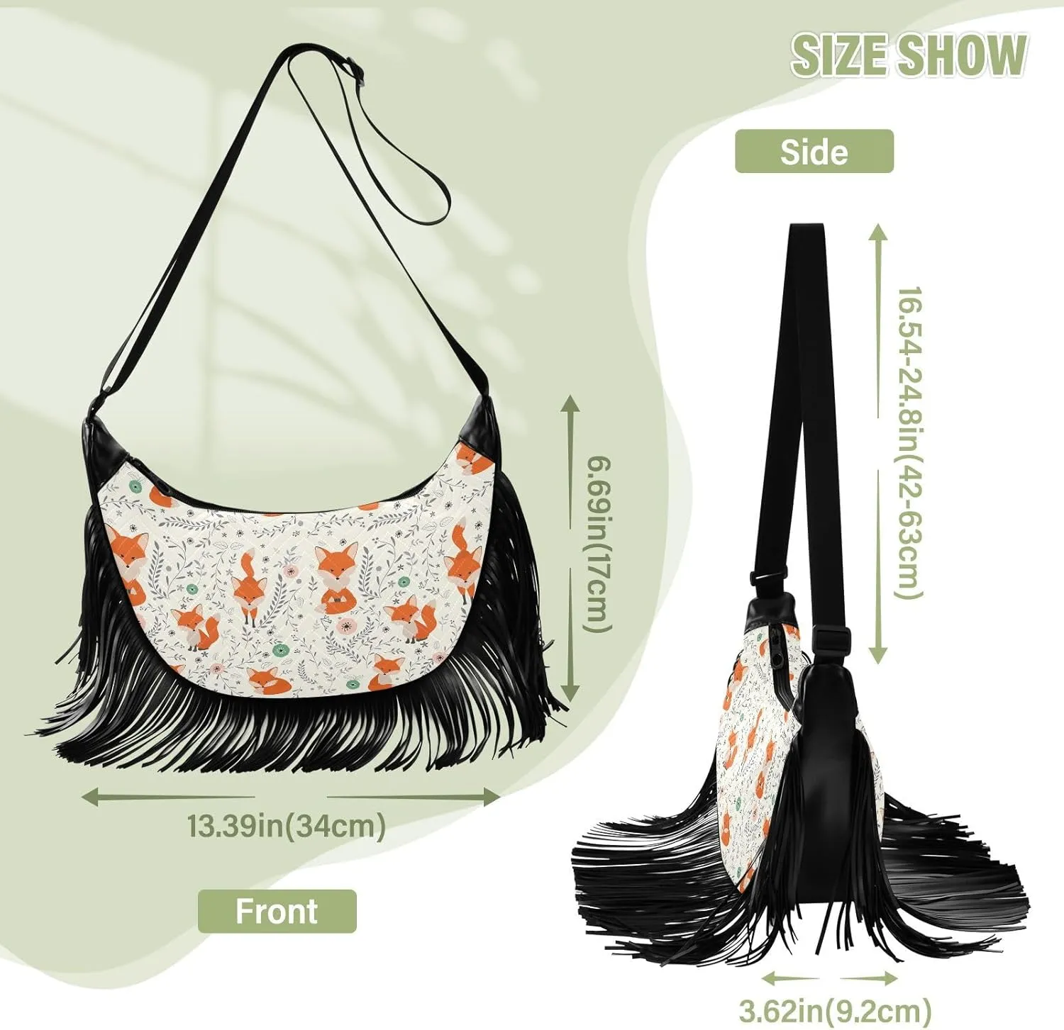 Women's PU Leather Chain Cross Body Bag, Shoulder Handbag Purse with Tassel for Ladies