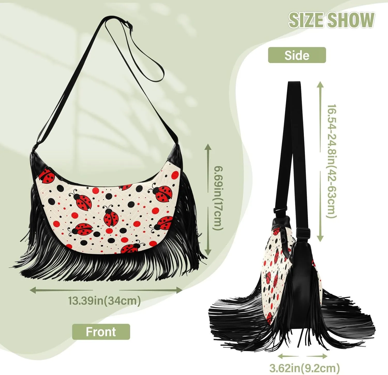 Women's PU Leather Chain Cross Body Bag, Shoulder Handbag Purse with Tassel for Ladies