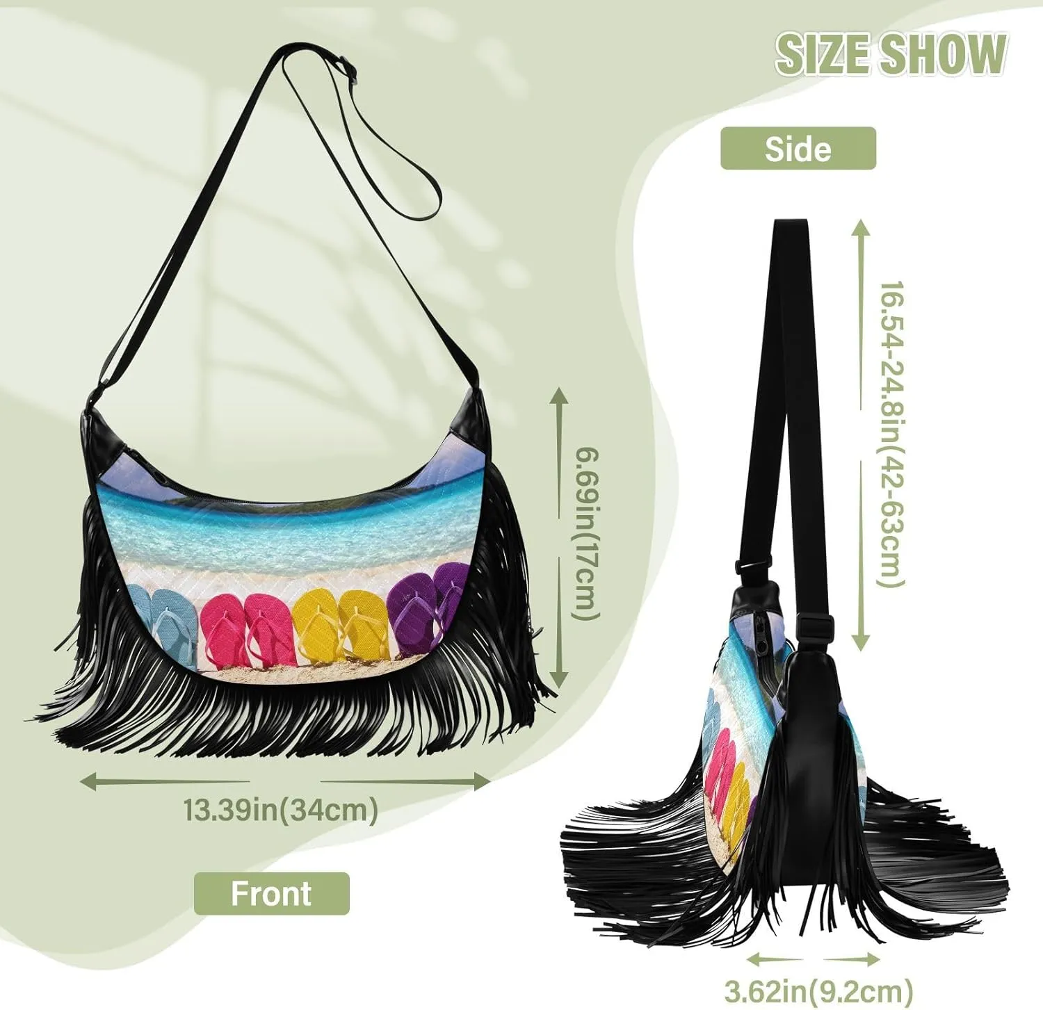 Women's PU Leather Chain Cross Body Bag, Shoulder Handbag Purse with Tassel for Ladies