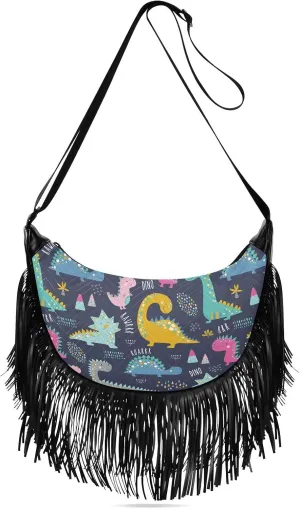 Women's PU Leather Chain Cross Body Bag, Shoulder Handbag Purse with Tassel for Ladies