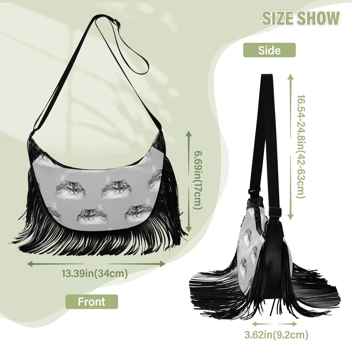 Women's PU Leather Chain Cross Body Bag, Shoulder Handbag Purse with Tassel for Ladies