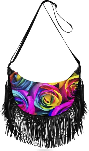 Women's PU Leather Chain Cross Body Bag, Shoulder Handbag Purse with Tassel for Ladies