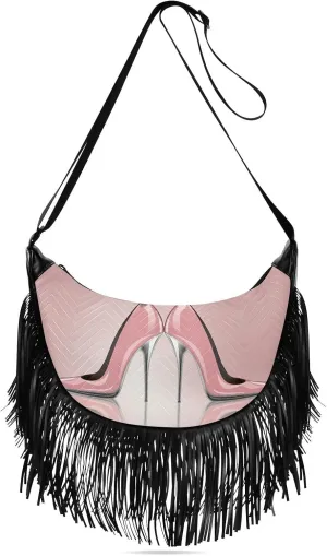 Women's PU Leather Chain Cross Body Bag, Shoulder Handbag Purse with Tassel for Ladies