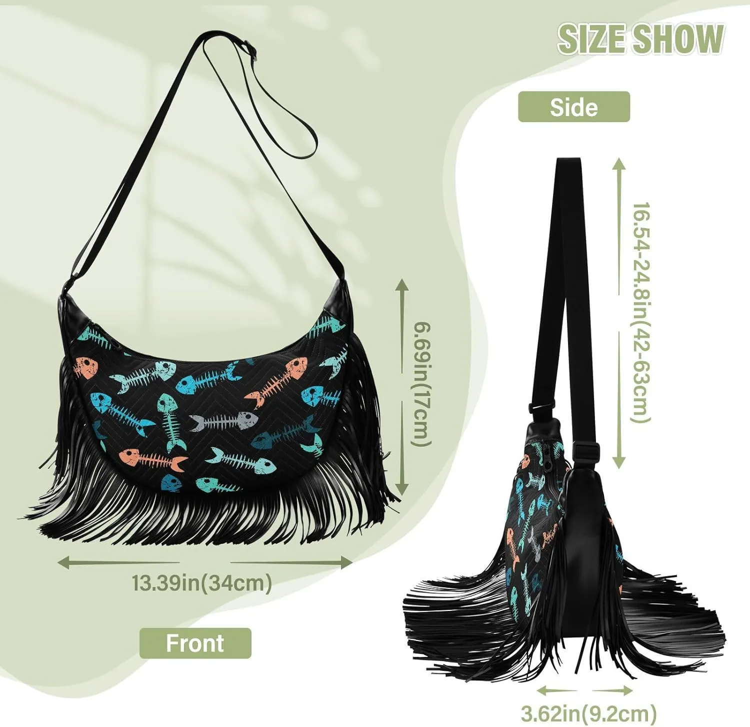 Women's PU Leather Chain Cross Body Bag, Shoulder Handbag Purse with Tassel for Ladies