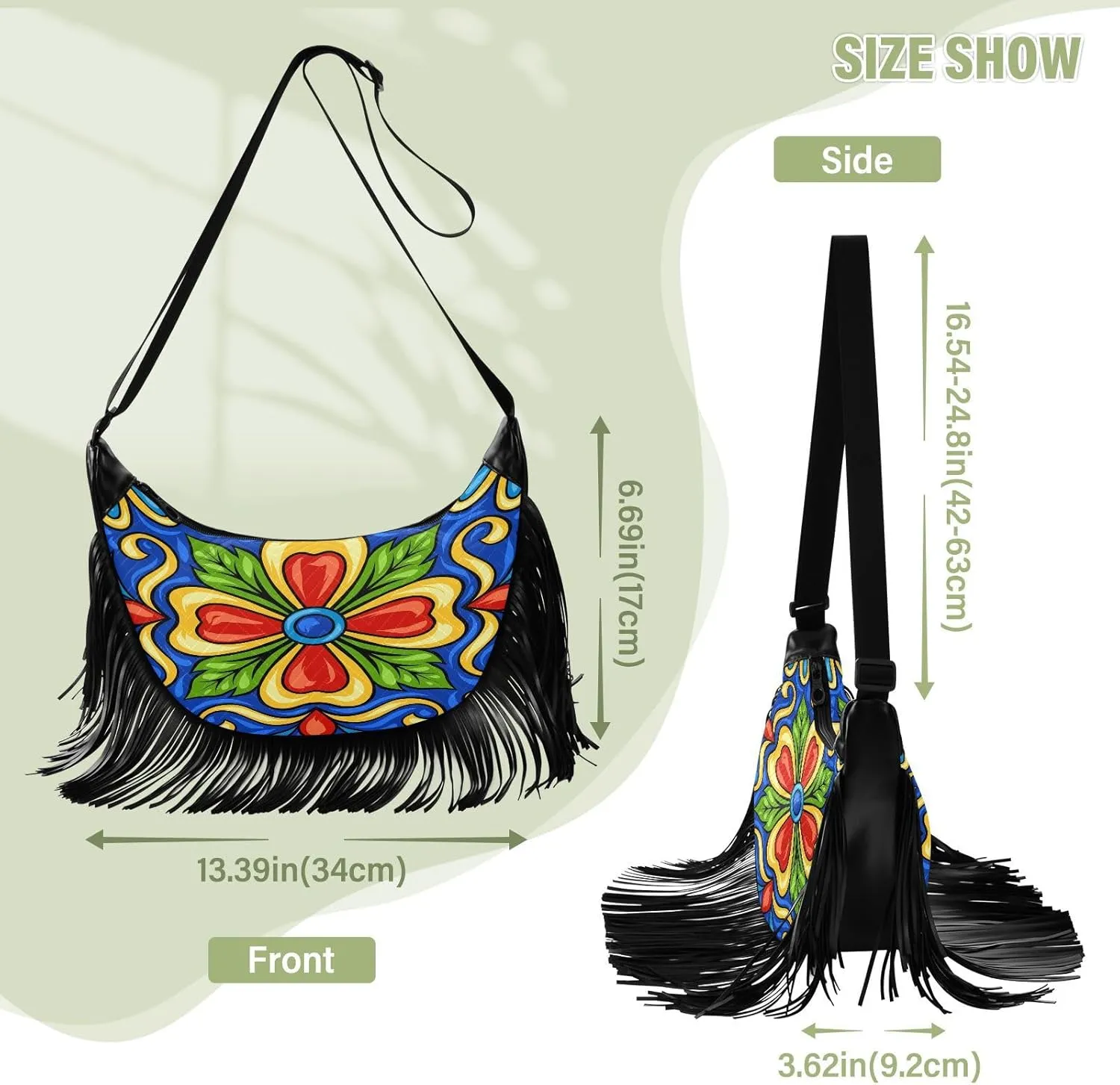 Women's PU Leather Chain Cross Body Bag, Shoulder Handbag Purse with Tassel for Ladies