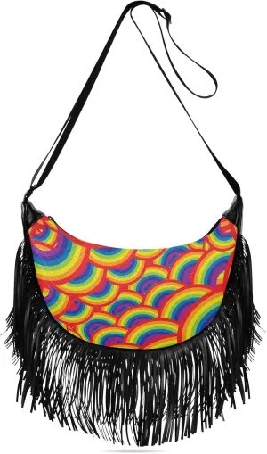 Women's PU Leather Chain Cross Body Bag, Shoulder Handbag Purse with Tassel for Ladies