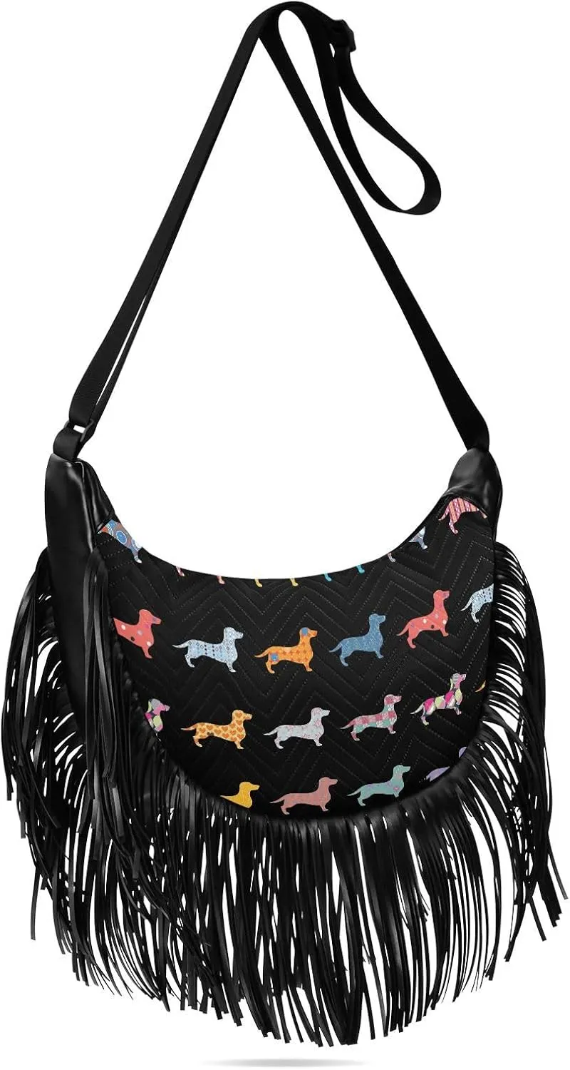 Women's PU Leather Chain Cross Body Bag, Shoulder Handbag Purse with Tassel for Ladies