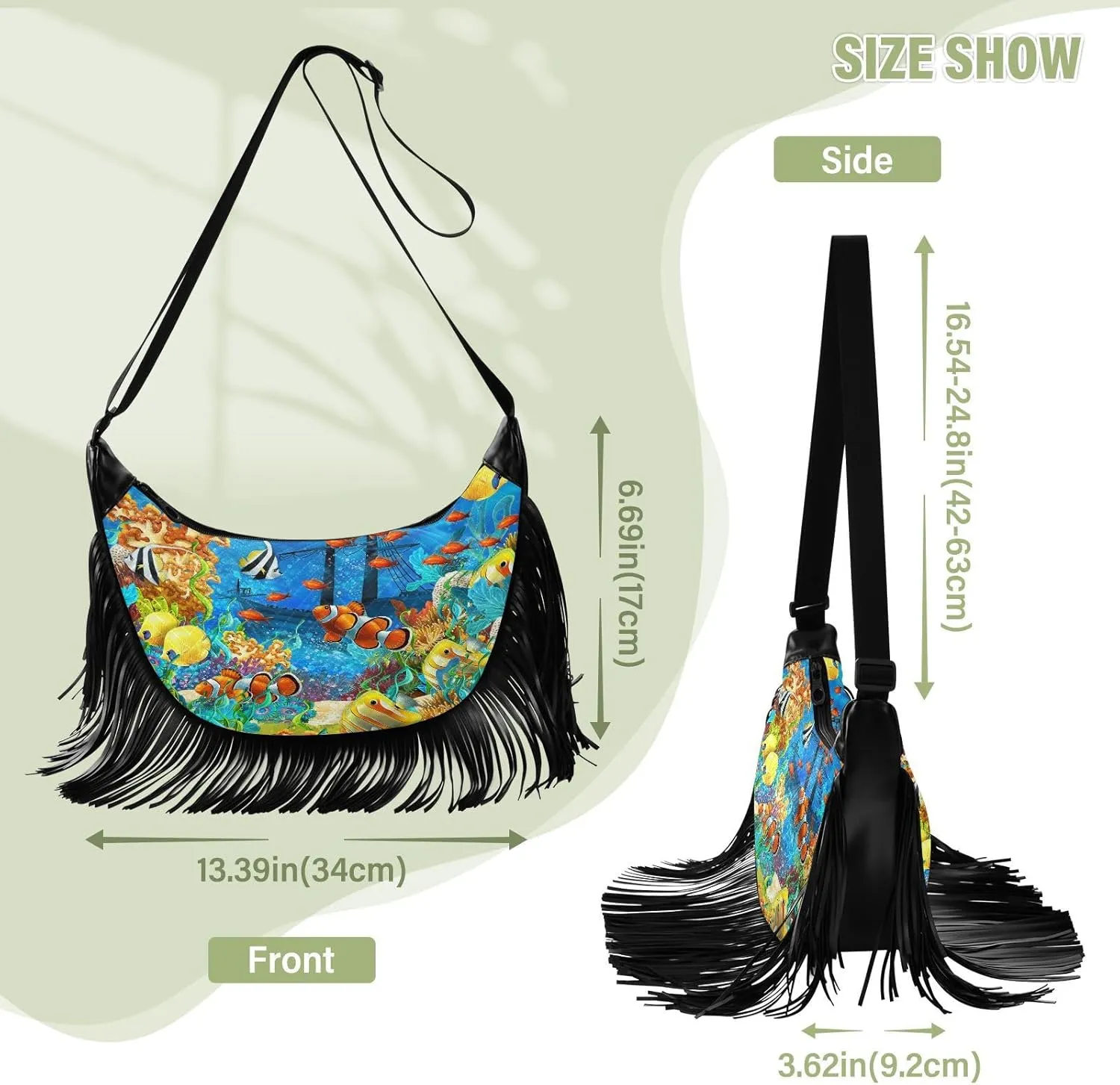Women's PU Leather Chain Cross Body Bag, Shoulder Handbag Purse with Tassel for Ladies
