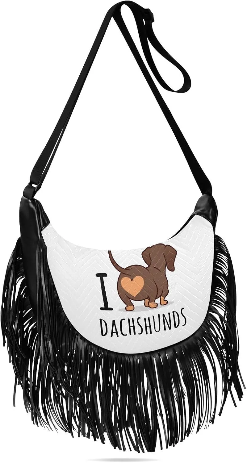 Women's PU Leather Chain Cross Body Bag, Shoulder Handbag Purse with Tassel for Ladies