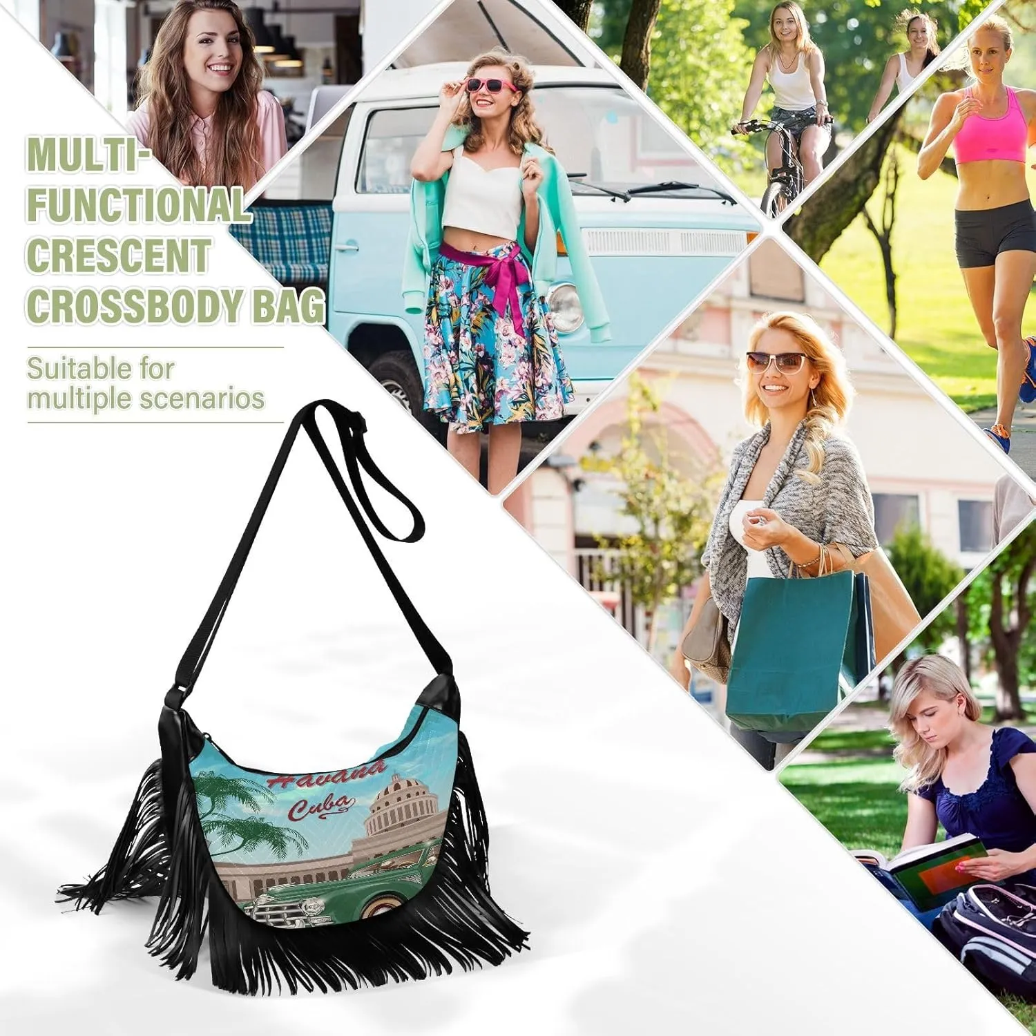 Women's PU Leather Chain Cross Body Bag, Shoulder Handbag Purse with Tassel for Ladies