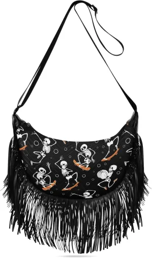 Women's PU Leather Chain Cross Body Bag, Shoulder Handbag Purse with Tassel for Ladies