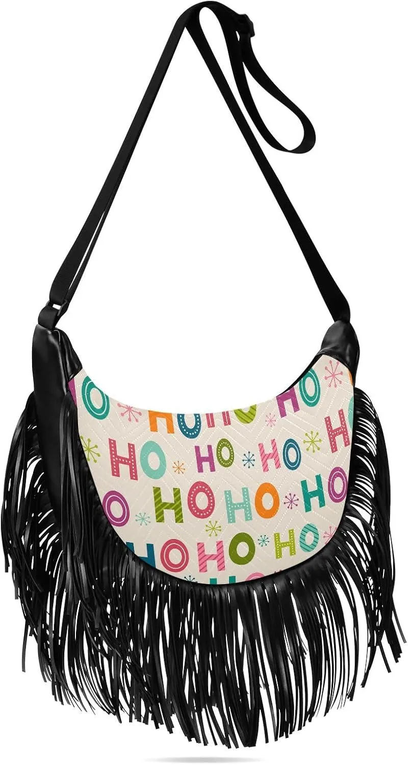 Women's PU Leather Chain Cross Body Bag, Shoulder Handbag Purse with Tassel for Ladies