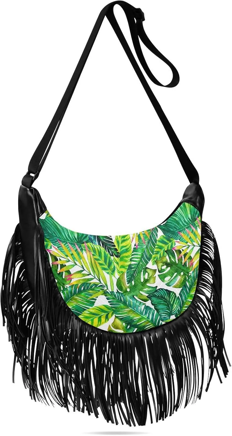 Women's PU Leather Chain Cross Body Bag, Shoulder Handbag Purse with Tassel for Ladies