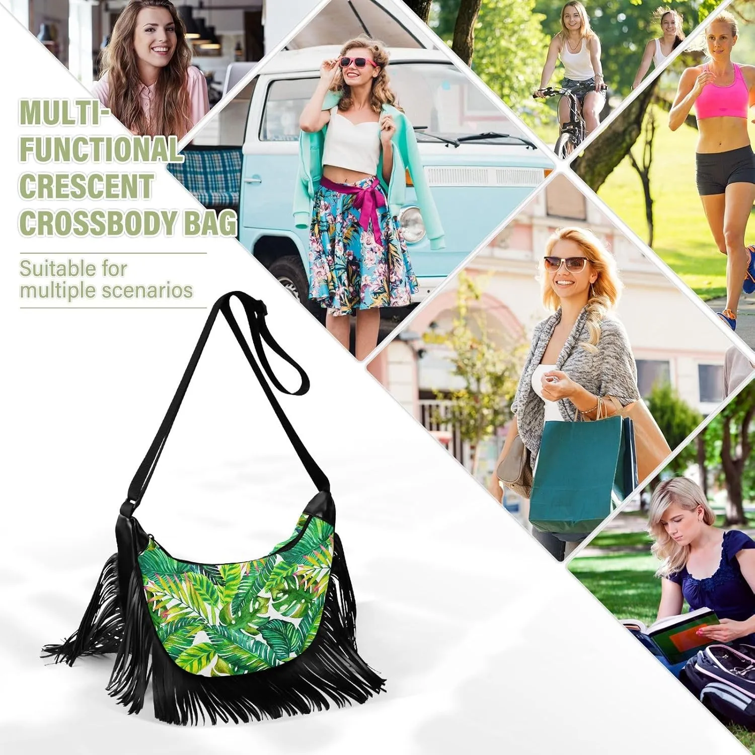 Women's PU Leather Chain Cross Body Bag, Shoulder Handbag Purse with Tassel for Ladies