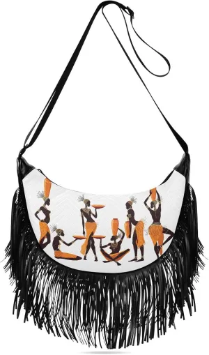 Women's PU Leather Chain Cross Body Bag, Shoulder Handbag Purse with Tassel for Ladies