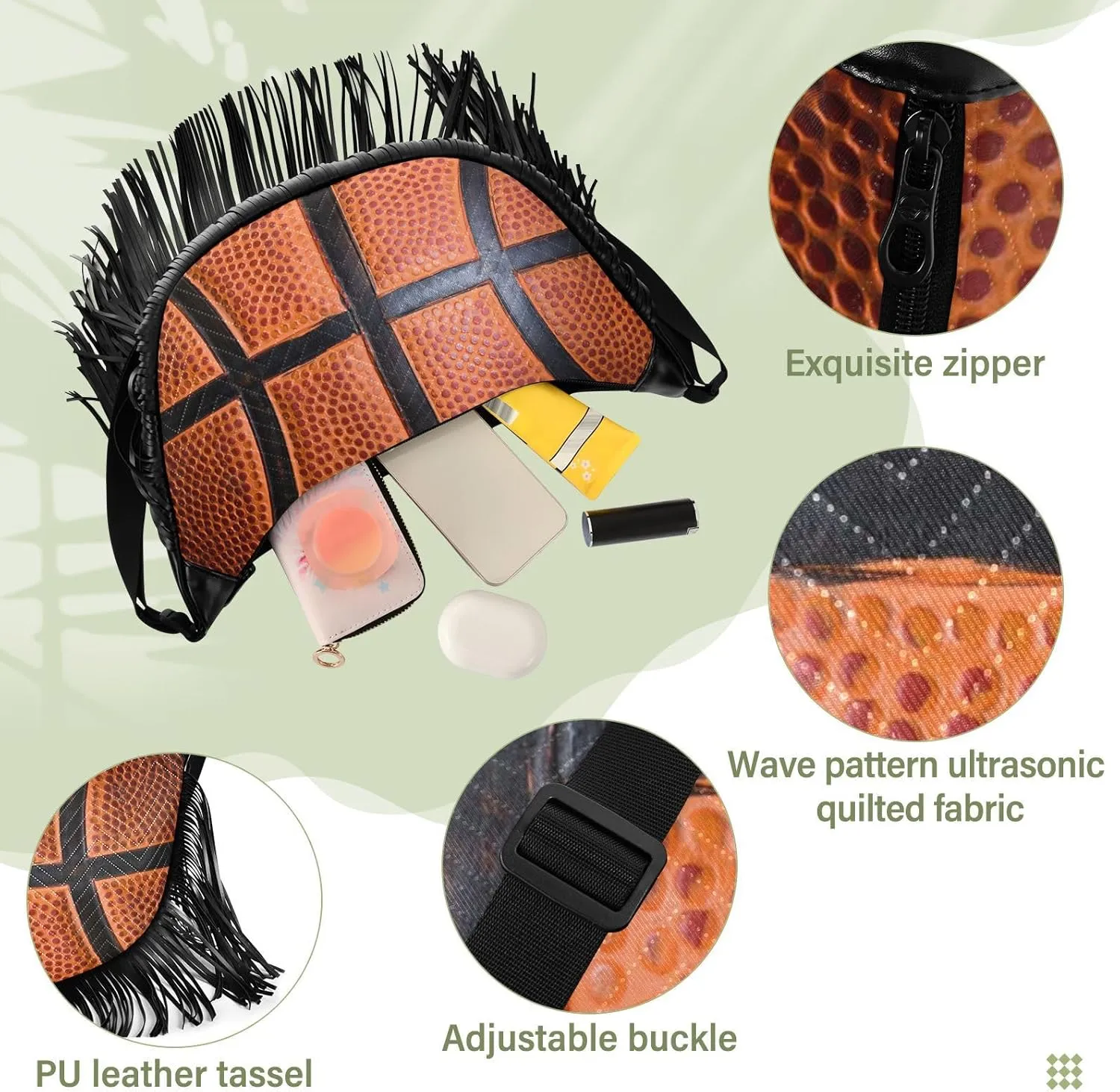 Women's PU Leather Chain Cross Body Bag, Shoulder Handbag Purse with Tassel for Ladies
