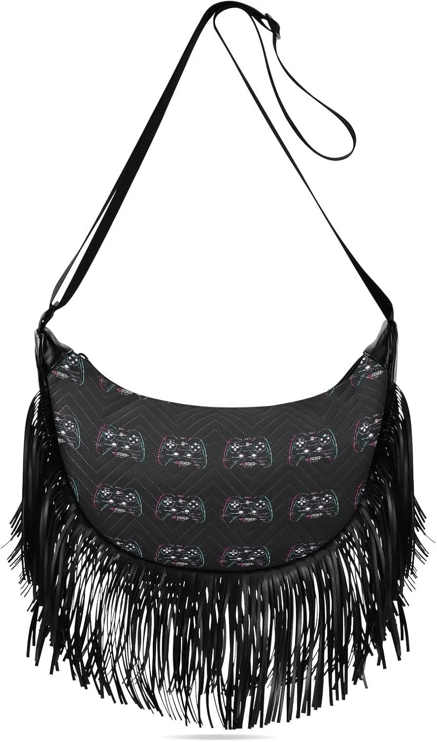 Women's PU Leather Chain Cross Body Bag, Shoulder Handbag Purse with Tassel for Ladies