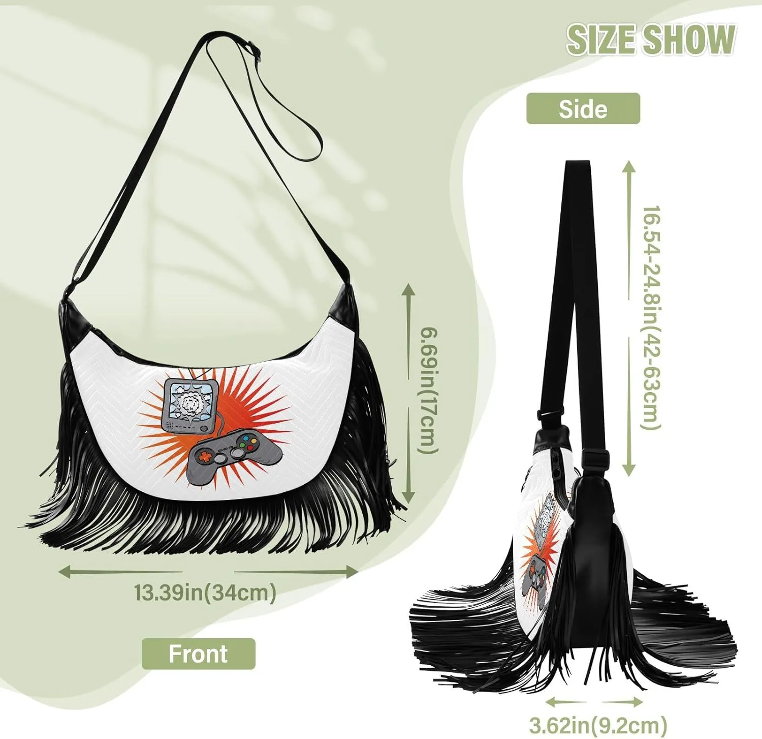Women's PU Leather Chain Cross Body Bag, Shoulder Handbag Purse with Tassel for Ladies