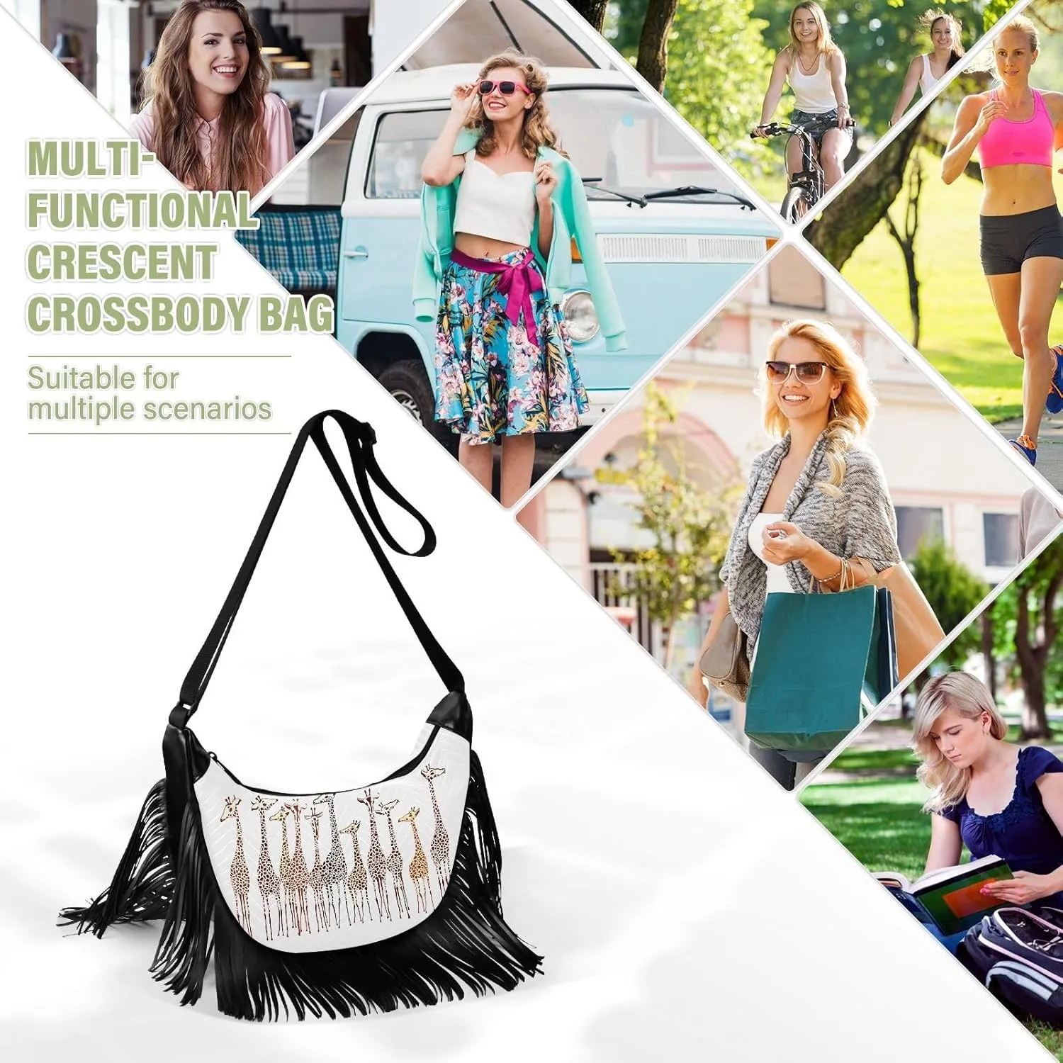 Women's PU Leather Chain Cross Body Bag, Shoulder Handbag Purse with Tassel for Ladies