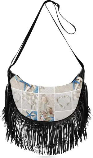 Women's PU Leather Chain Cross Body Bag, Shoulder Handbag Purse with Tassel for Ladies
