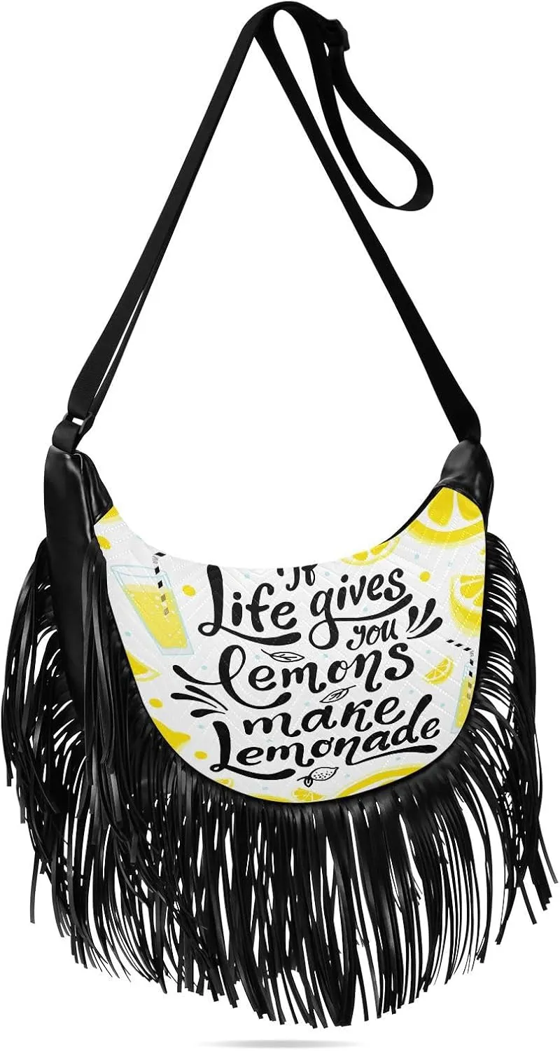 Women's PU Leather Chain Cross Body Bag, Shoulder Handbag Purse with Tassel for Ladies