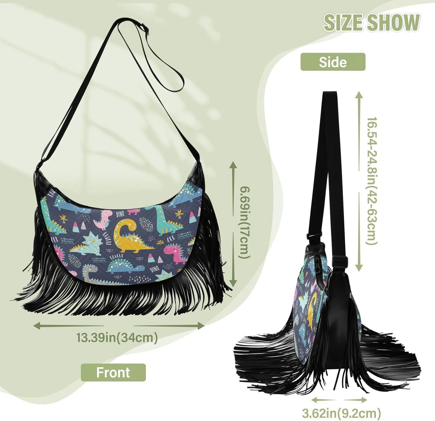 Women's PU Leather Chain Cross Body Bag, Shoulder Handbag Purse with Tassel for Ladies