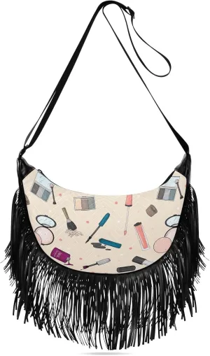 Women's PU Leather Chain Cross Body Bag, Shoulder Handbag Purse with Tassel for Ladies