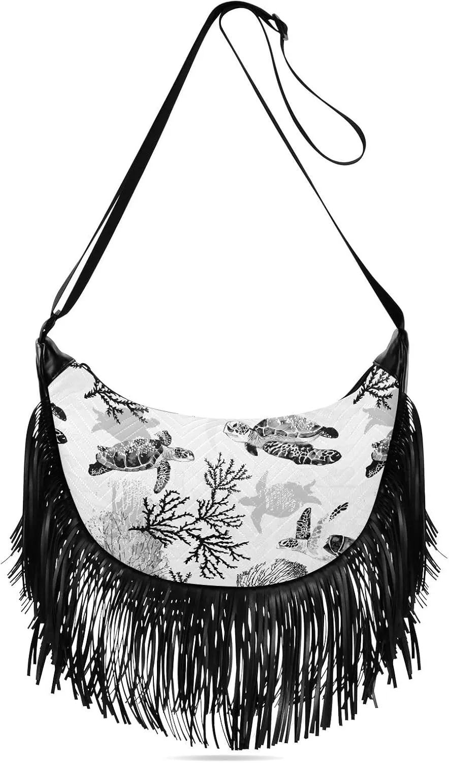 Women's PU Leather Chain Cross Body Bag, Shoulder Handbag Purse with Tassel for Ladies