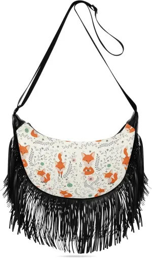 Women's PU Leather Chain Cross Body Bag, Shoulder Handbag Purse with Tassel for Ladies