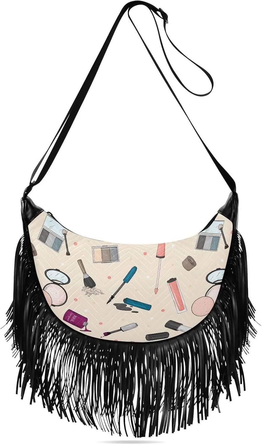 Women's PU Leather Chain Cross Body Bag, Shoulder Handbag Purse with Tassel for Ladies