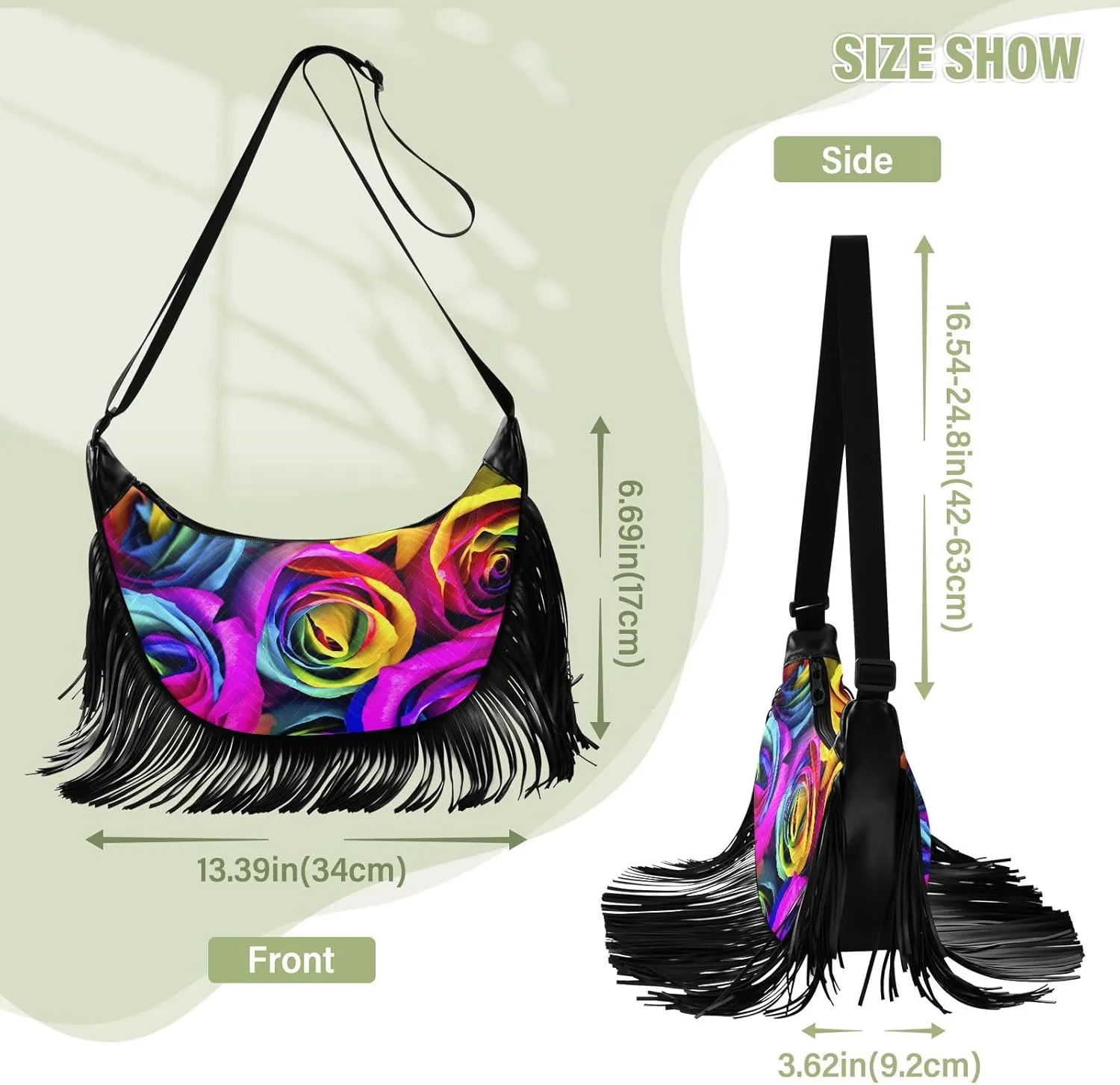 Women's PU Leather Chain Cross Body Bag, Shoulder Handbag Purse with Tassel for Ladies