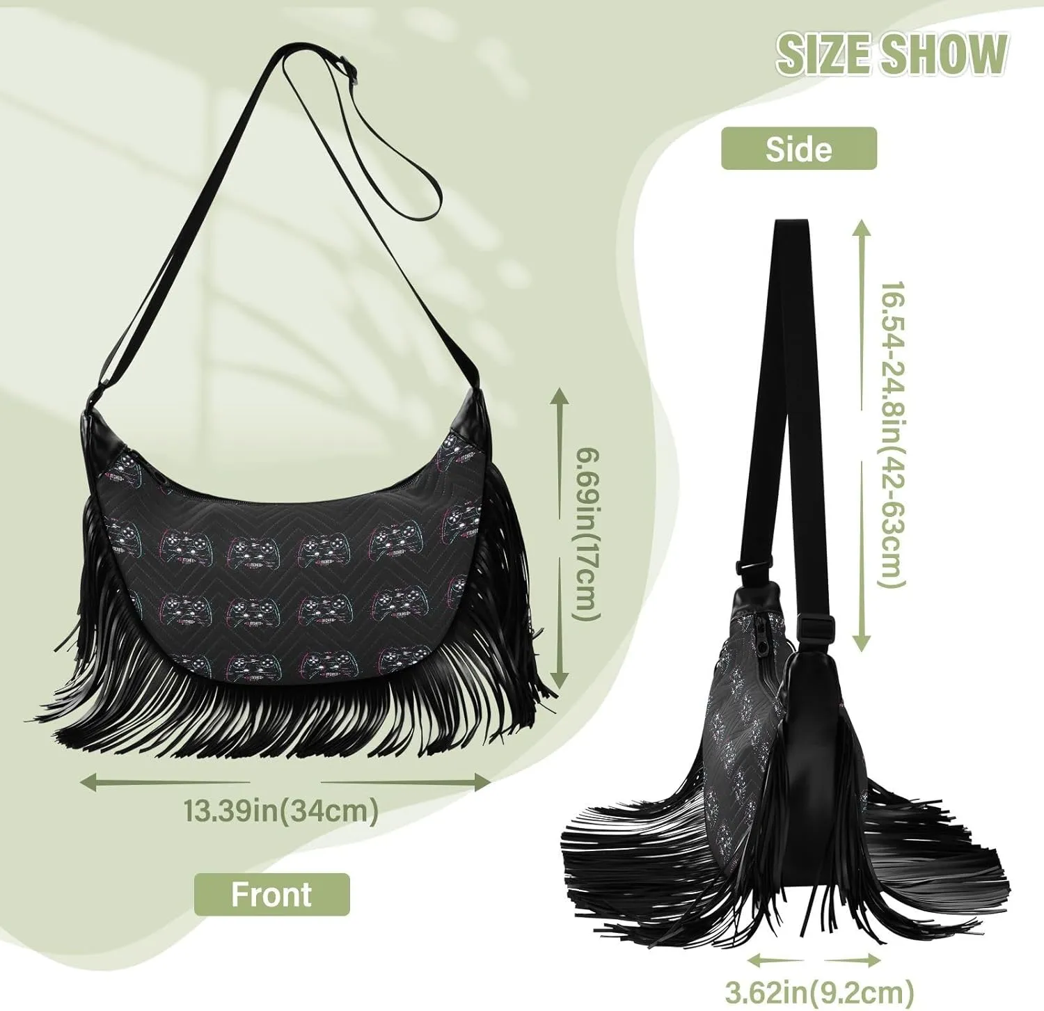 Women's PU Leather Chain Cross Body Bag, Shoulder Handbag Purse with Tassel for Ladies