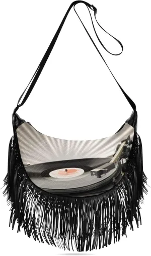 Women's PU Leather Chain Cross Body Bag, Shoulder Handbag Purse with Tassel for Ladies