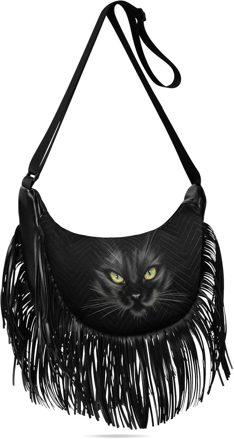 Women's PU Leather Chain Cross Body Bag, Shoulder Handbag Purse with Tassel for Ladies