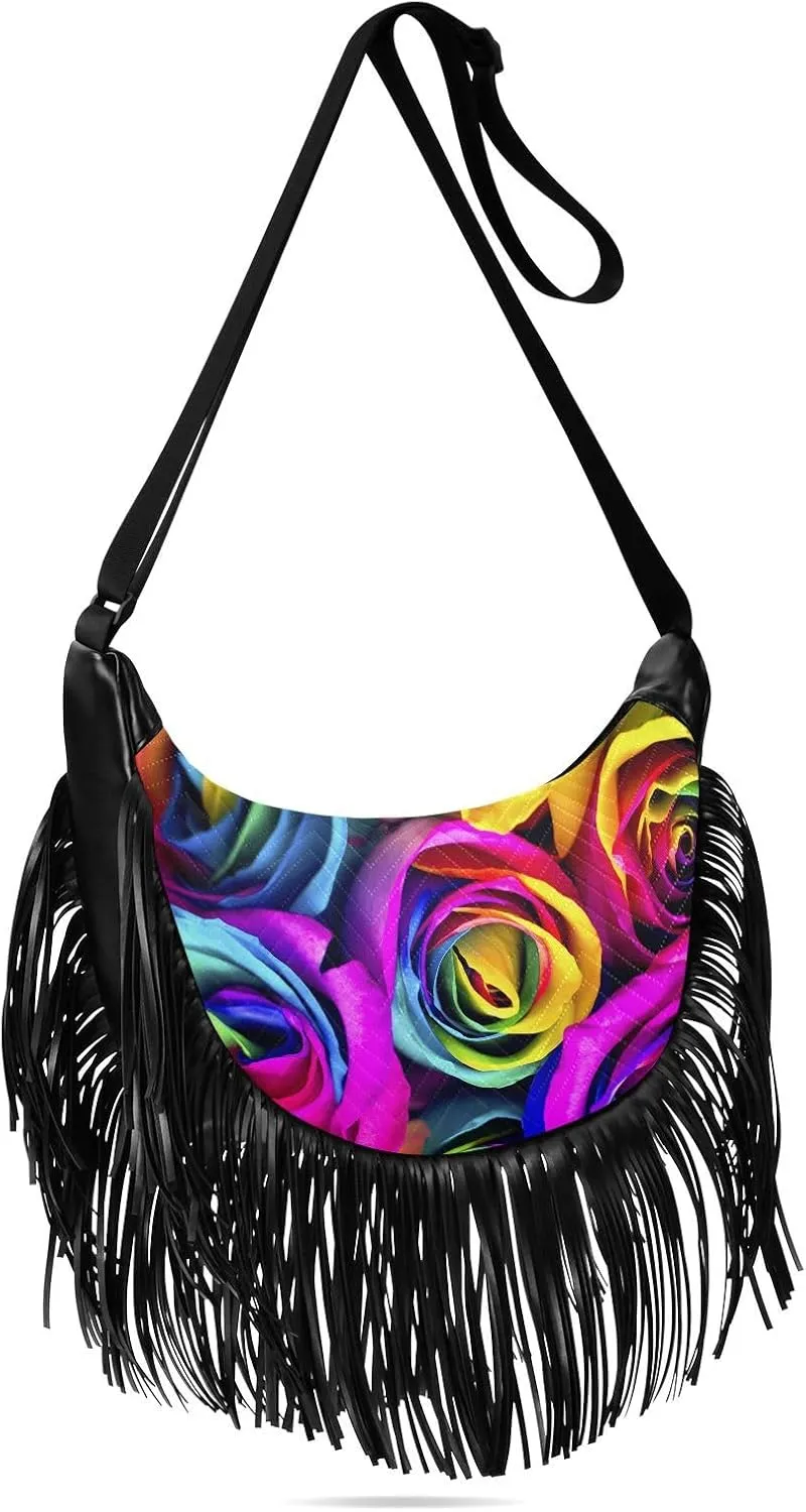 Women's PU Leather Chain Cross Body Bag, Shoulder Handbag Purse with Tassel for Ladies