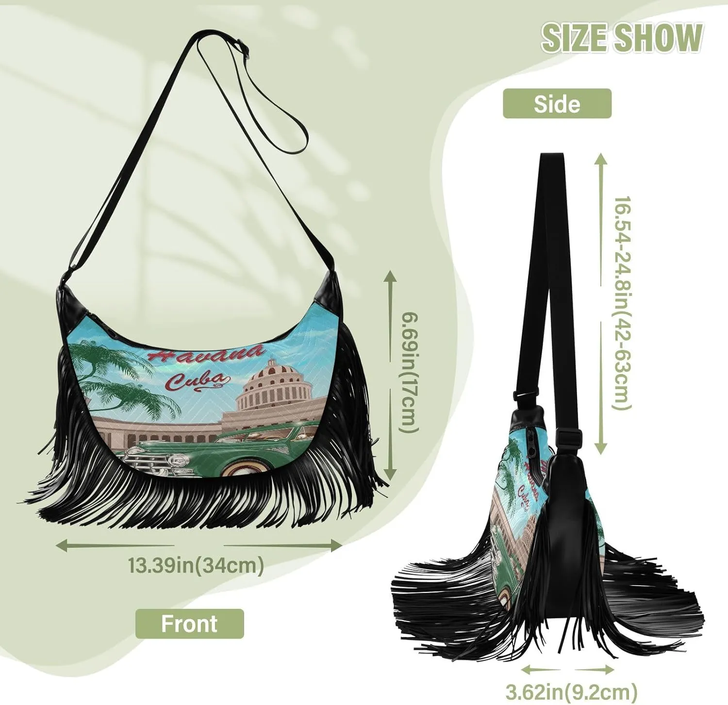 Women's PU Leather Chain Cross Body Bag, Shoulder Handbag Purse with Tassel for Ladies