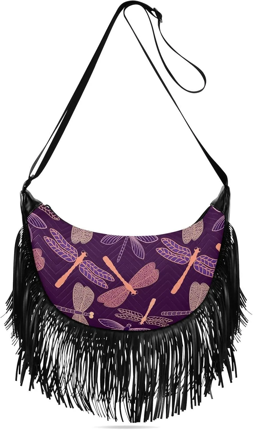 Women's PU Leather Chain Cross Body Bag, Shoulder Handbag Purse with Tassel for Ladies