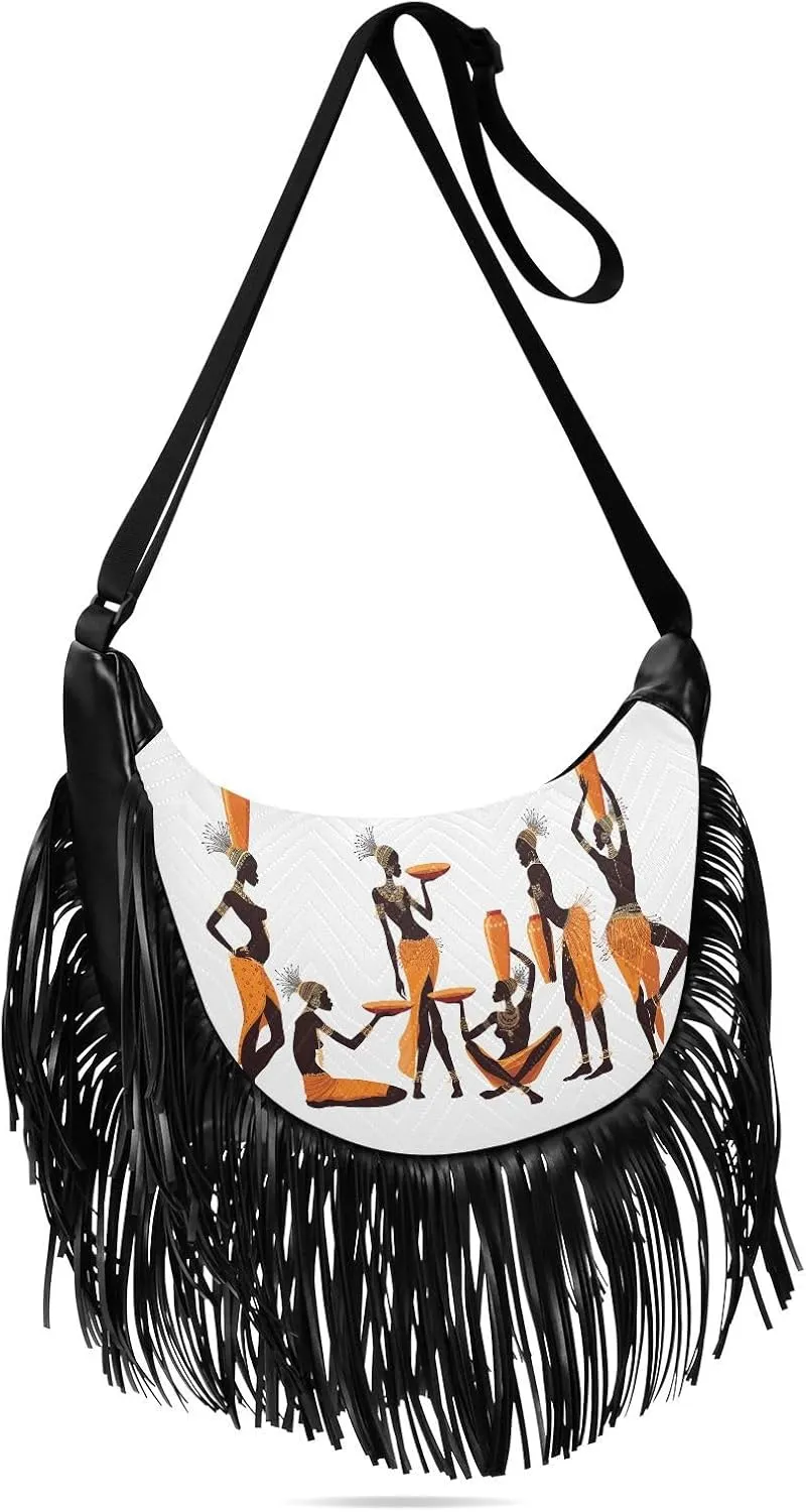 Women's PU Leather Chain Cross Body Bag, Shoulder Handbag Purse with Tassel for Ladies