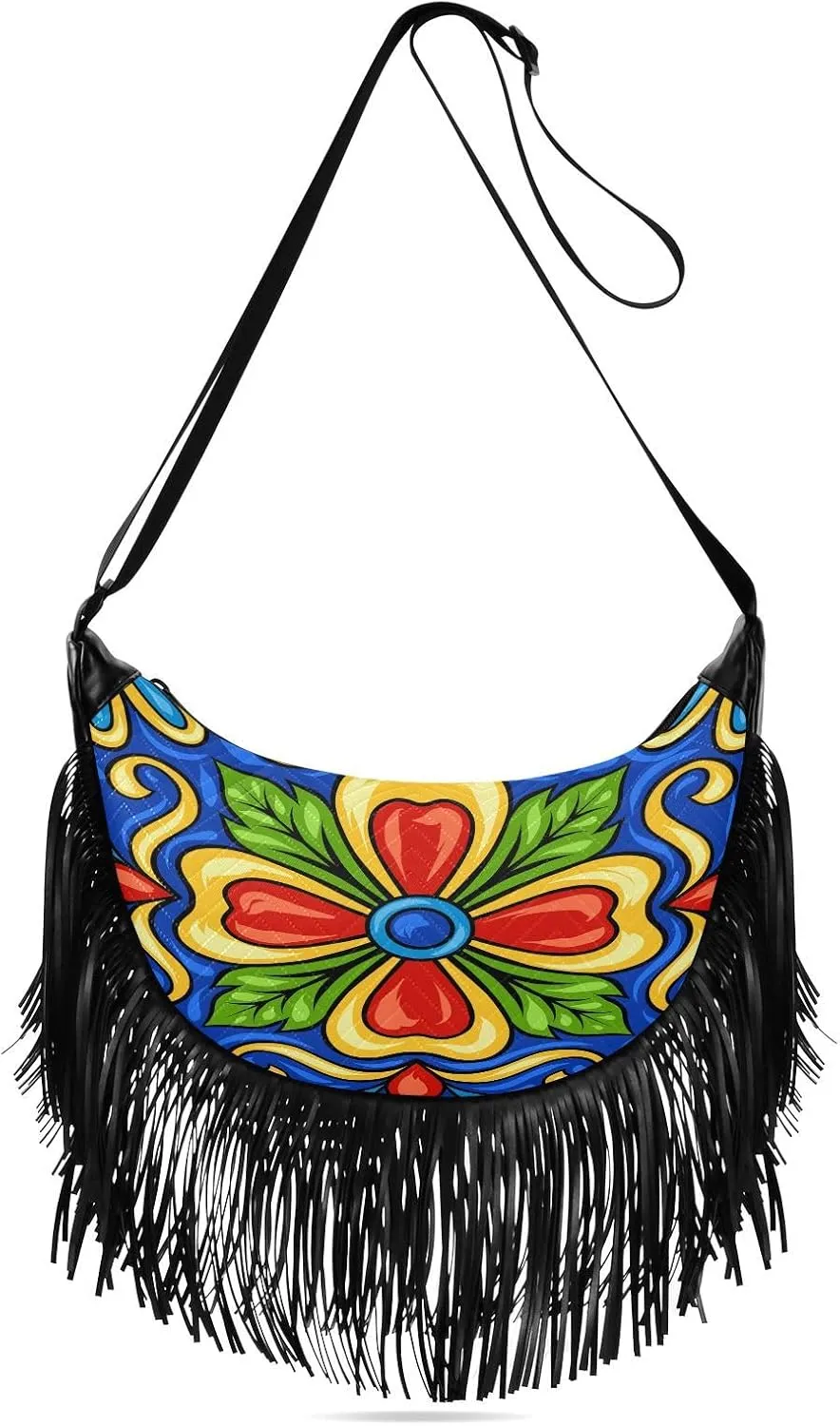 Women's PU Leather Chain Cross Body Bag, Shoulder Handbag Purse with Tassel for Ladies