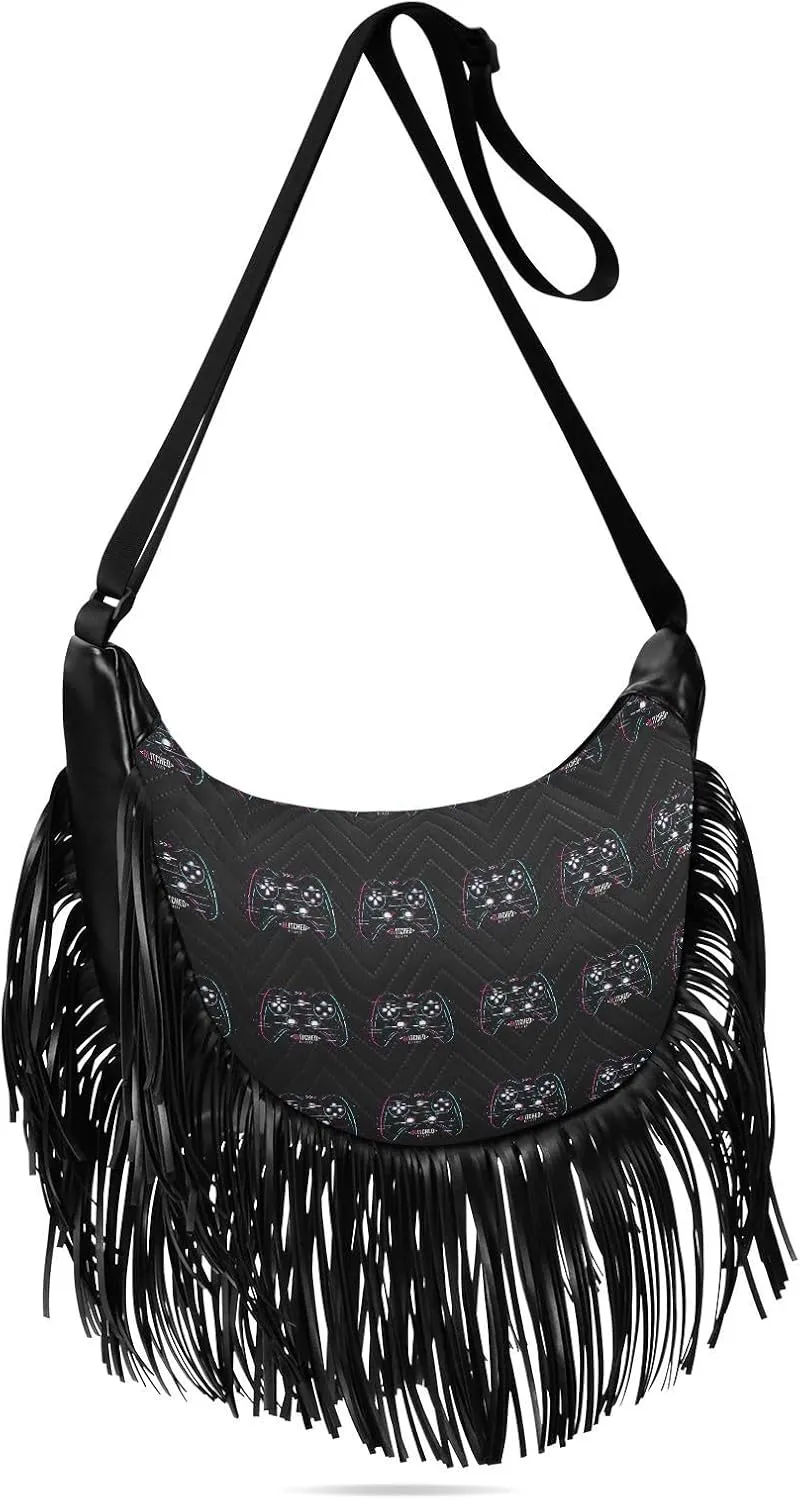 Women's PU Leather Chain Cross Body Bag, Shoulder Handbag Purse with Tassel for Ladies