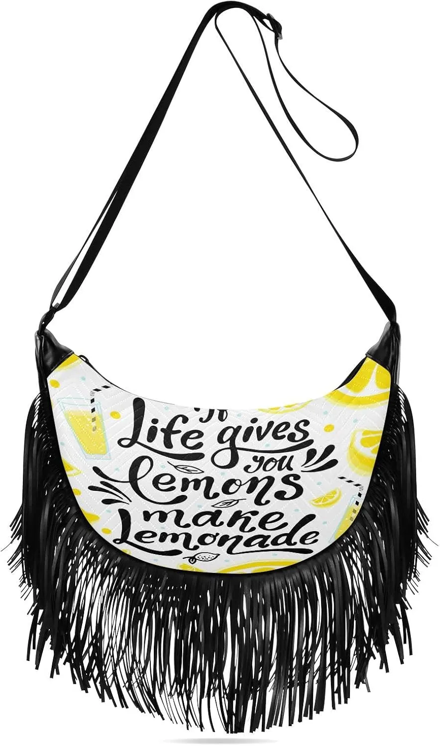 Women's PU Leather Chain Cross Body Bag, Shoulder Handbag Purse with Tassel for Ladies