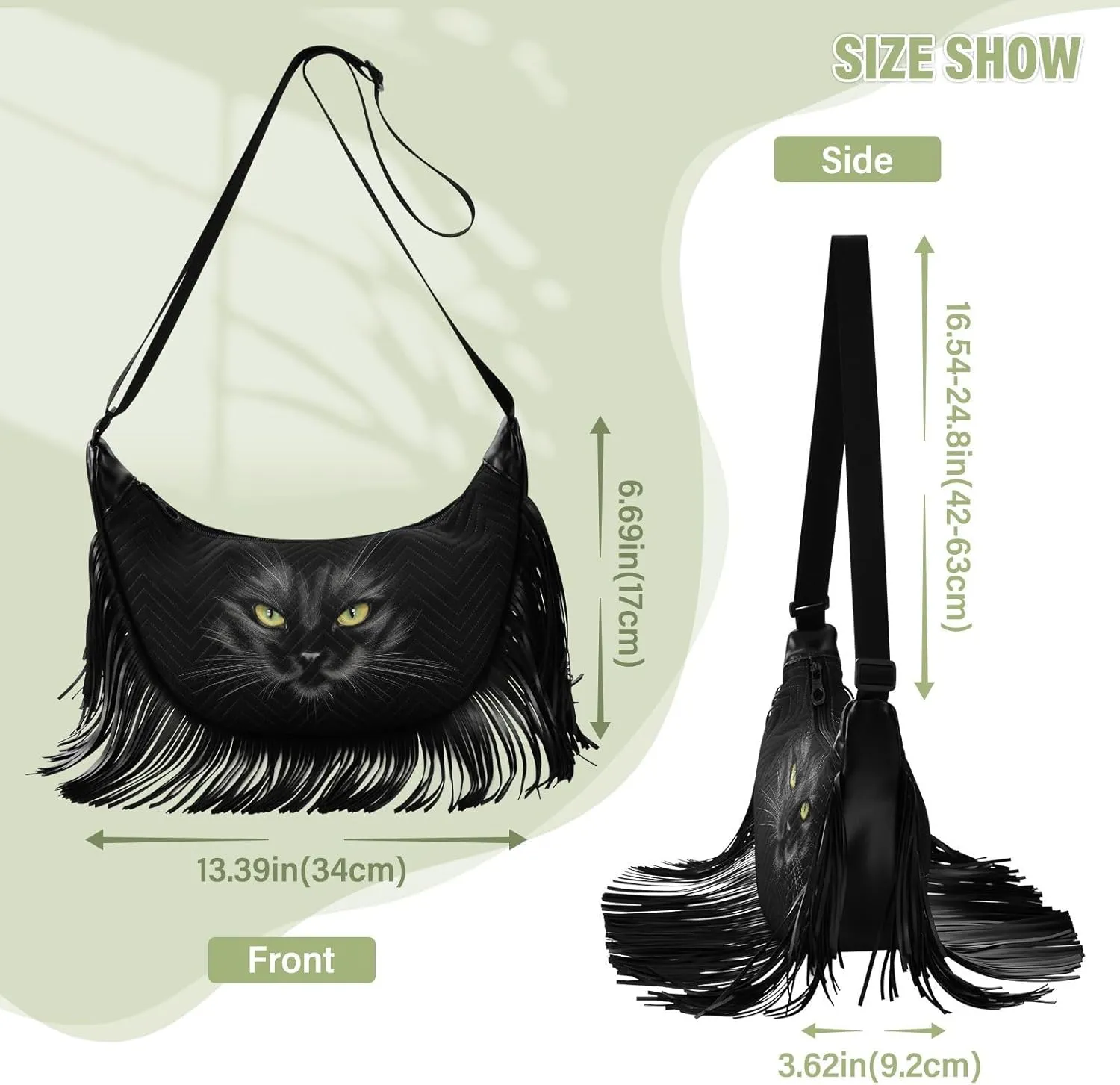Women's PU Leather Chain Cross Body Bag, Shoulder Handbag Purse with Tassel for Ladies