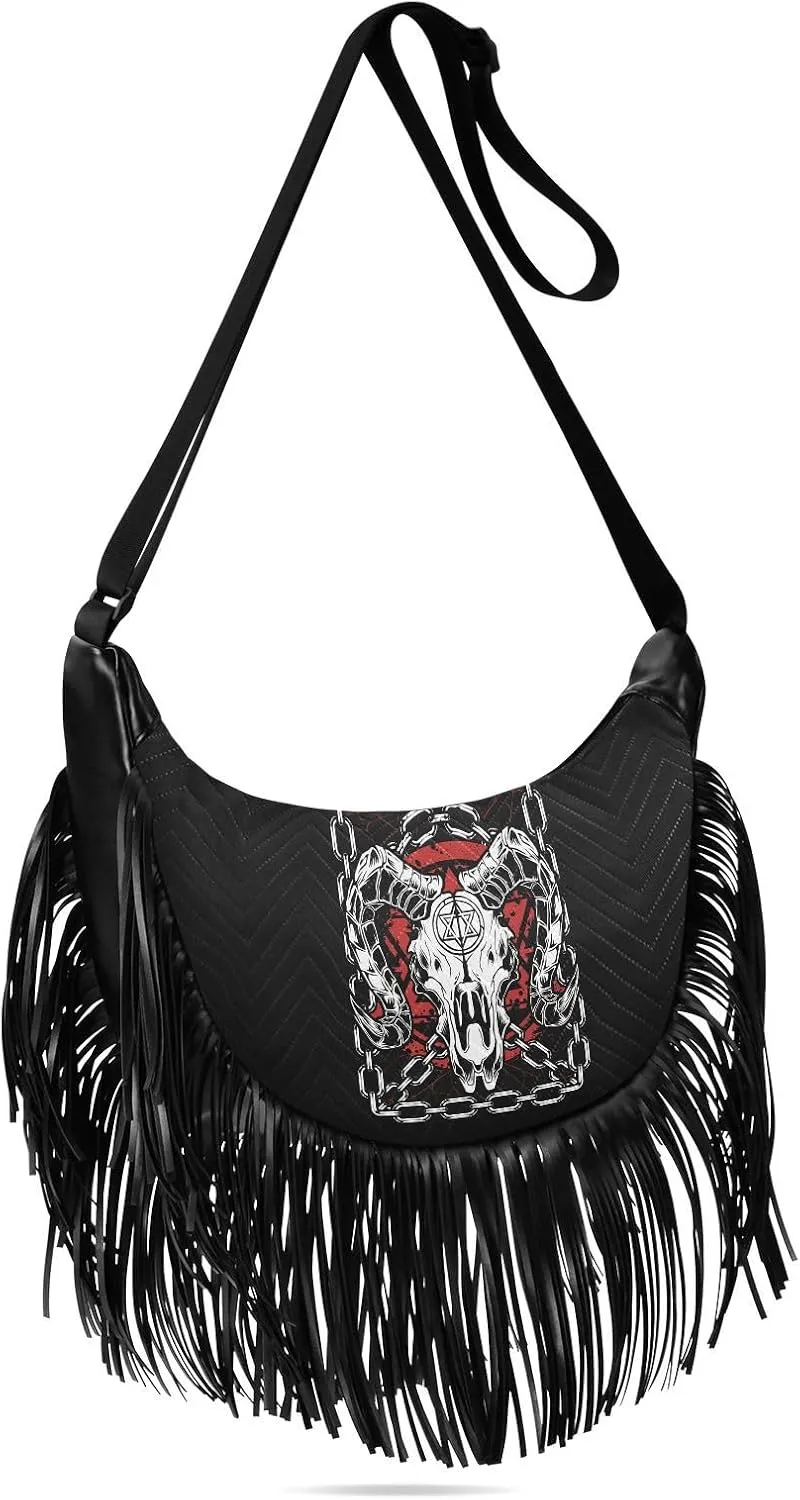 Women's PU Leather Chain Cross Body Bag, Shoulder Handbag Purse with Tassel for Ladies