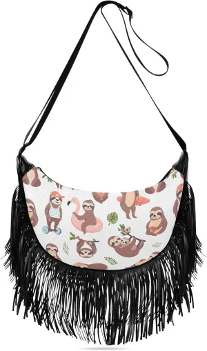 Women's PU Leather Chain Cross Body Bag, Shoulder Handbag Purse with Tassel for Ladies