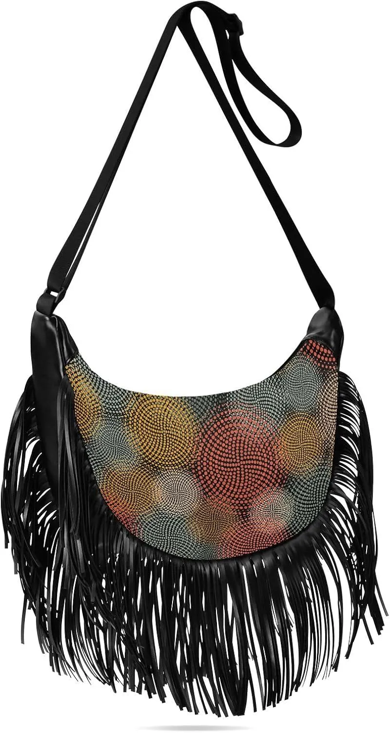 Women's PU Leather Chain Cross Body Bag, Shoulder Handbag Purse with Tassel for Ladies