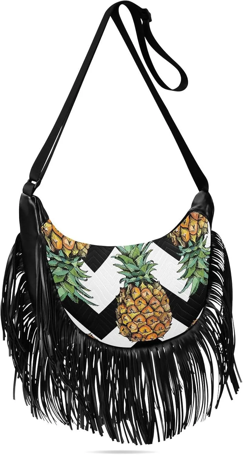 Women's PU Leather Chain Cross Body Bag, Shoulder Handbag Purse with Tassel for Ladies