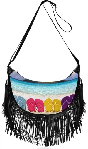 Women's PU Leather Chain Cross Body Bag, Shoulder Handbag Purse with Tassel for Ladies